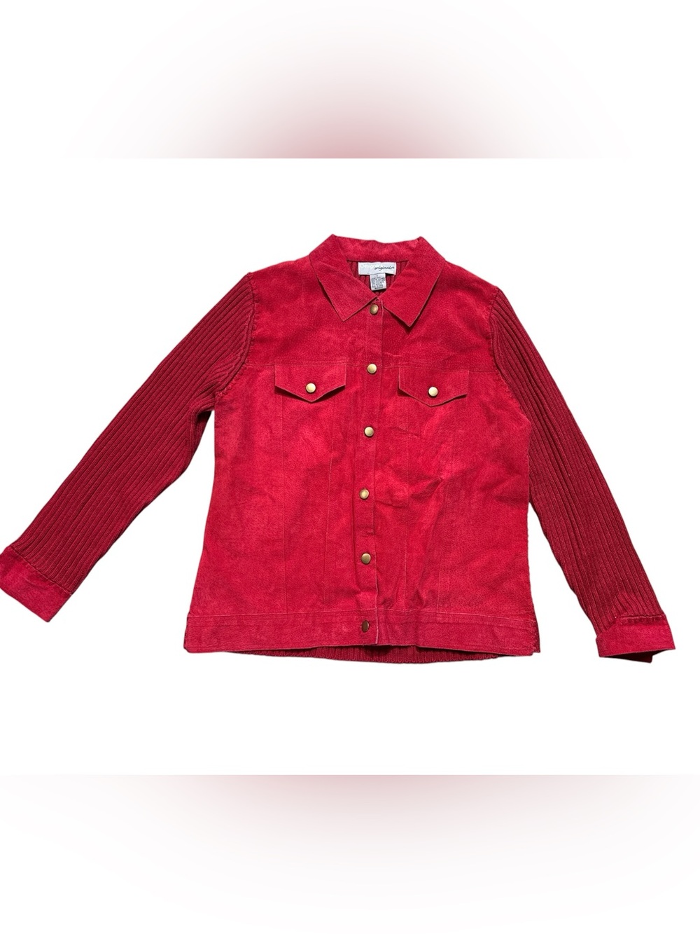 Vintage 1990s Southwestern Western Designer Originals Studio Red Suede Leather L